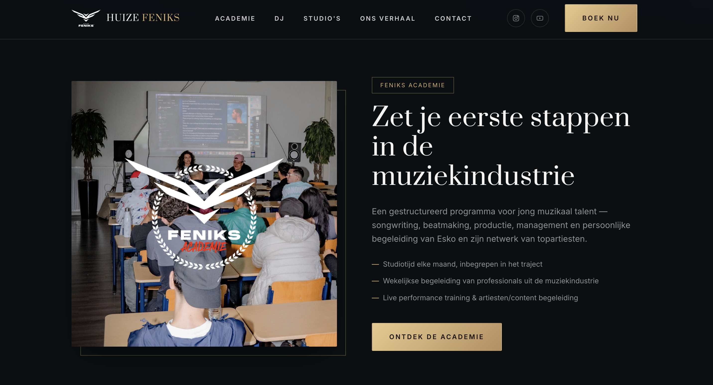 Huize Feniks music academy landing page