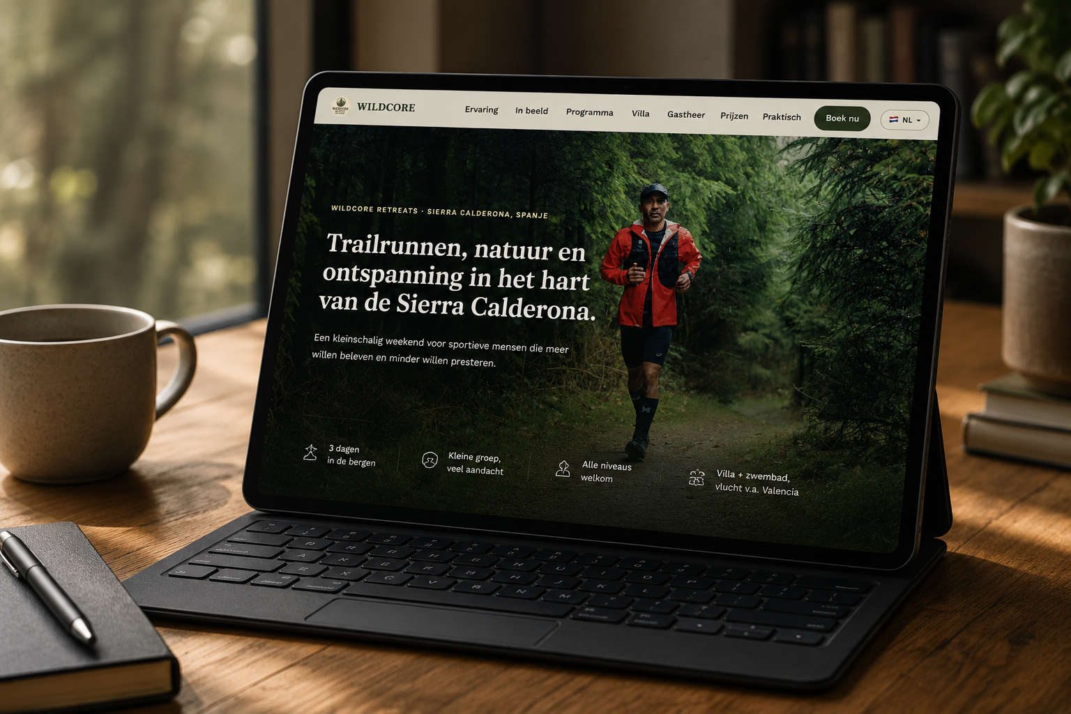 Wildcore Retreats website shown on an iPad