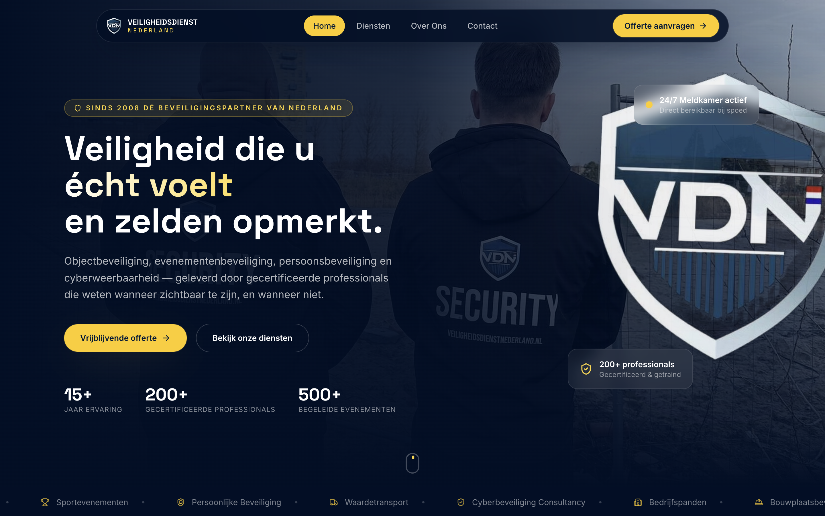 Veiligheidsdienst Nederland security services landing page